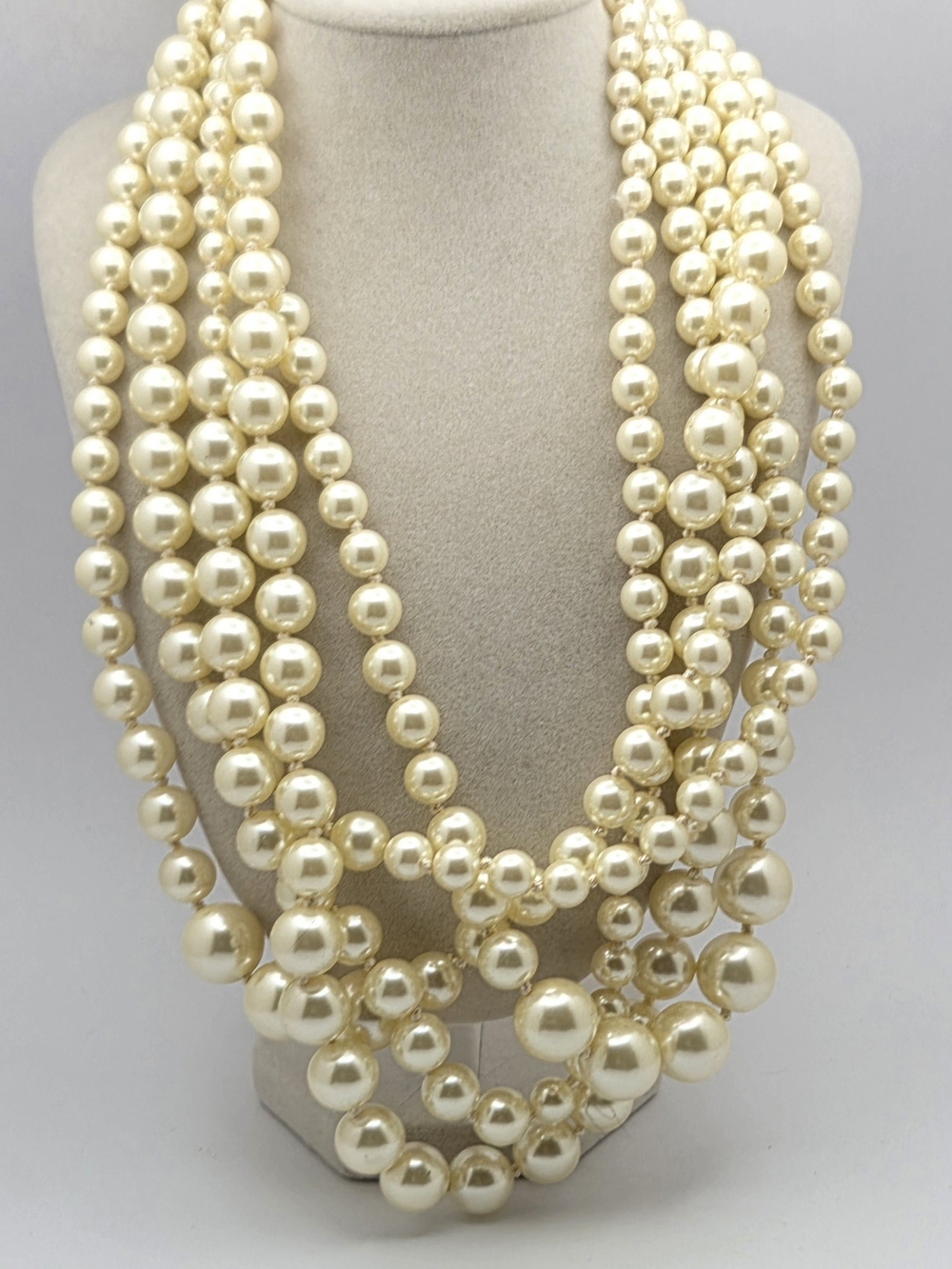 J. Crew Multi-Strand Faux Pearl Statement Necklace - Creamy/Ivory, 21" Max
